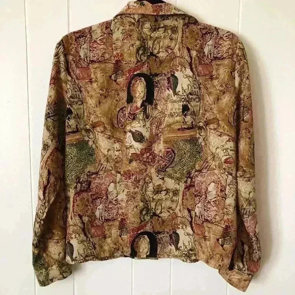 Dressbarn Button Down Printed Polyester Top Blouse Size M - Picture 4 of 5